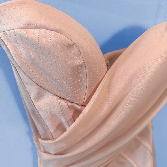 House of CB Gisou Blush Satin Strapless Mini Corset Dress - Picture 3 of 10